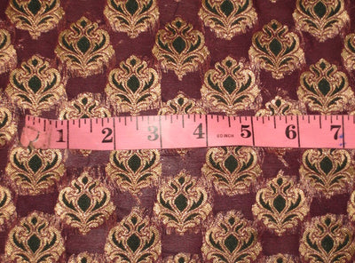 Silk Brocade Fabric Metallic Gold,Green &amp; Purple BRO132[3]