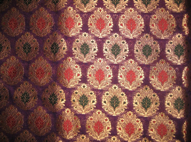 Silk Brocade Fabric Gold,Green,Red &amp; Purple color 44" wide BRO132[1]