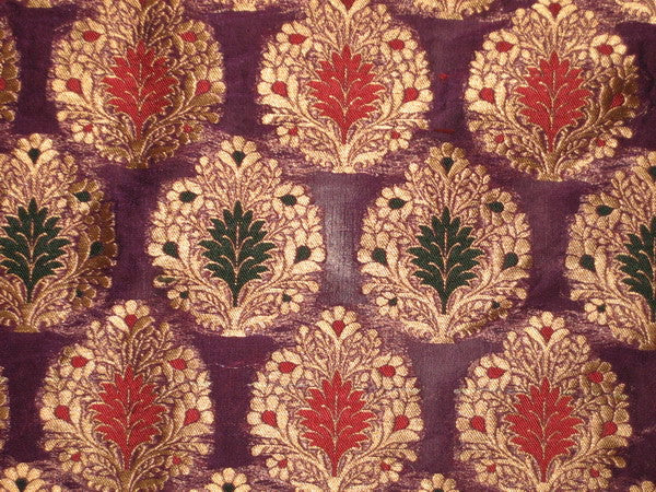 Silk Brocade Fabric Gold,Green,Red &amp; Purple color 44" wide BRO132[1]