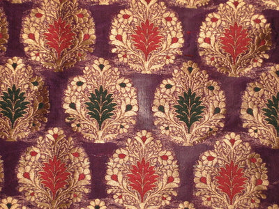 Silk Brocade Fabric Gold,Green,Red &amp; Purple color 44" wide BRO132[1]