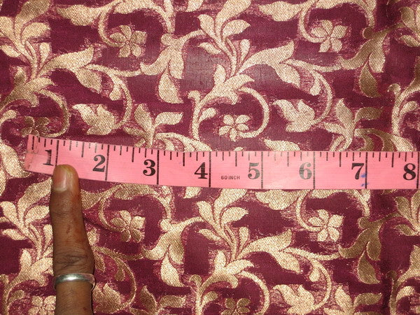 Silk Brocade fabric Purple &amp; Metallic Gold 44" wide BRO133[6]