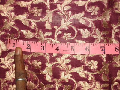 Silk Brocade fabric Purple &amp; Metallic Gold 44" wide BRO133[6]