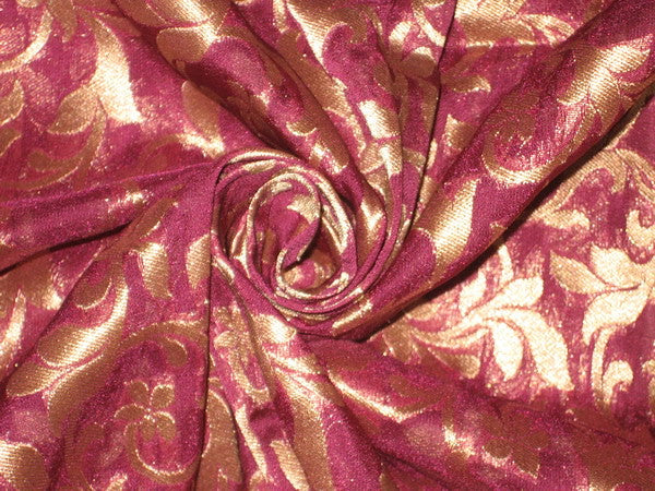 Silk Brocade fabric Purple &amp; Metallic Gold 44" wide BRO133[6]