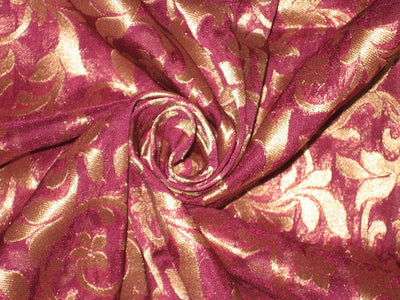 Silk Brocade fabric Purple &amp; Metallic Gold 44" wide BRO133[6]