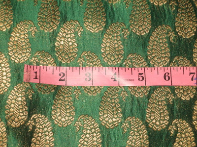 SILK BROCADE FABRIC Green &amp; Metallic Gold 44&quot;