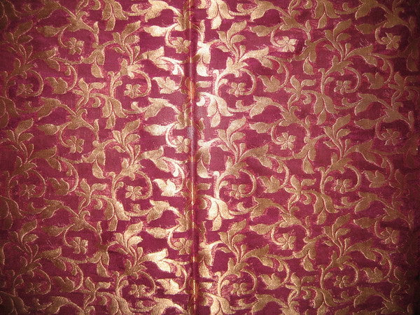 Silk Brocade fabric Purple &amp; Metallic Gold 44" wide BRO133[6]