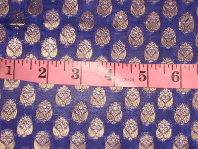 SILK BROCADE FABRIC Blueish Purple &amp; metallic BRO133[5]