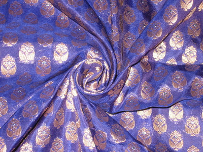 SILK BROCADE FABRIC Blueish Purple &amp; metallic BRO133[5]