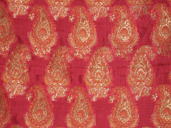 Silk BROCADE FABRIC Hot Pink,Brown &amp; Metallic Gold BRO135[1]
