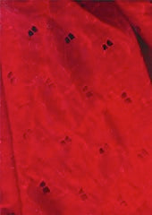 Red Swiss voile fabric with cut out work &amp; embroidery 54&quot;