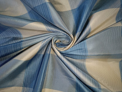 SILK TAFFETA FABRIC IVORY CREAM GREY DARK GREYISH BLUE COLOR PLAIDS-54&quot; wide TAFC47[1]