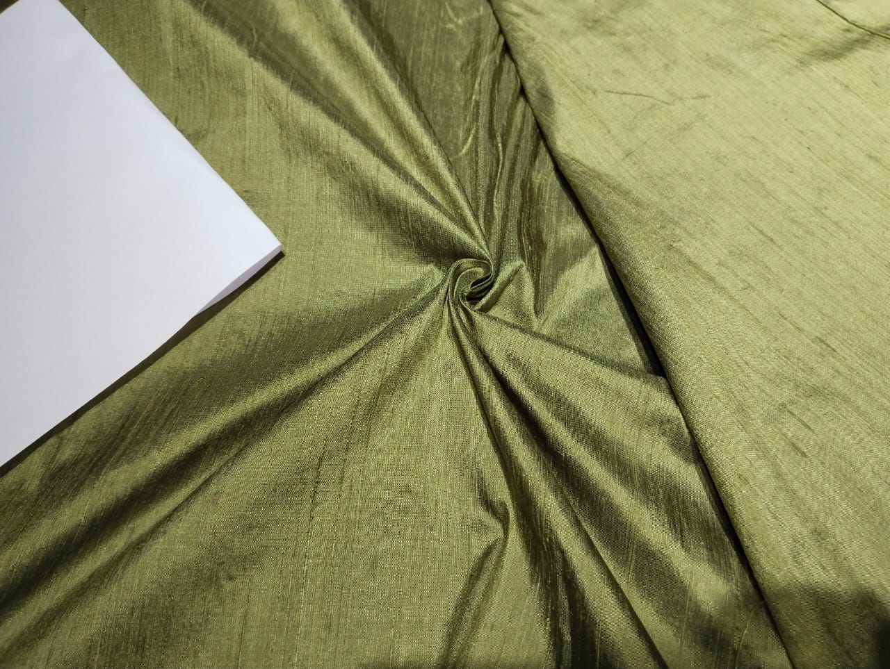 100% pure silk dupioni fabric olive 54" wide with slubs MM89[5]