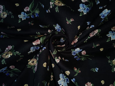 100% Cotton Linen Beautiful black  Floral Print Fabric 58" wide[12678]