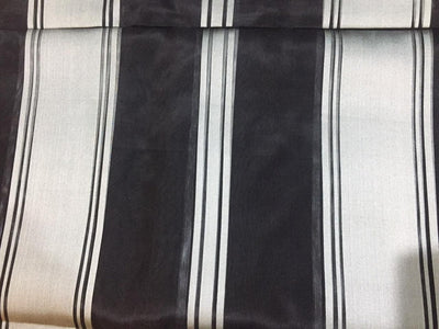 100% silk organza black stripes fabric 54" wide  by the yard