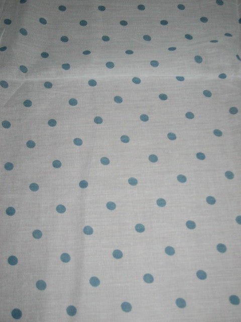 Cotton organdy printed fabric White with Blue Dots 44 inches