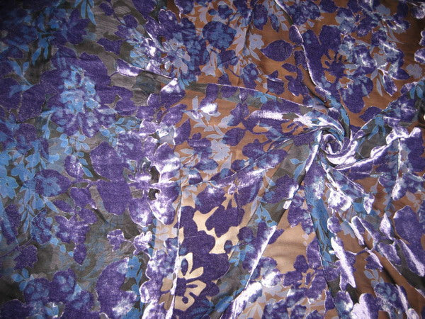 Aubergine Devore Polyester Viscose Burnout Velvet fabric ~ 44&quot; wide [2437]