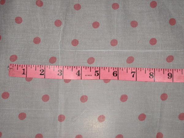Cotton organdy printed fabric White with PinkishRed Dot 44 inches