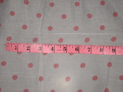 Cotton organdy printed fabric White with PinkishRed Dot 44 inches