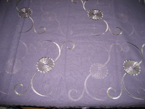 cotton voile fabric~Lavender with embroidery-5 yards