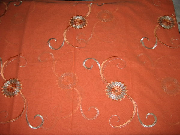 cotton voile fabric~Coral with embroidery-5 yards