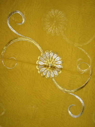 cotton voile fabric~Yellow with embroidery-5 yards