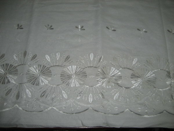 cotton voile fabric~White with embroidery-5 yards
