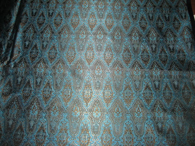 SILK BROCADE FABRIC Blue, Brown & Black colour 44&quot; wide BRO135[6]