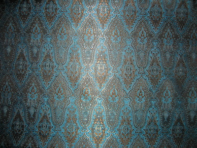 SILK BROCADE FABRIC Blue, Brown & Black colour 44&quot; wide BRO135[6]