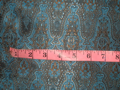 SILK BROCADE FABRIC Blue, Brown & Black colour 44&quot; wide BRO135[6]