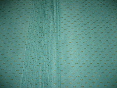 Cotton organdy floral printed fabric Aqua Blue Color
