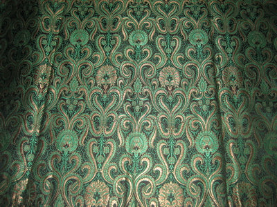 Heavy Pure Silk Brocade Fabric Green, Bronze &amp; Black BRO139[3]