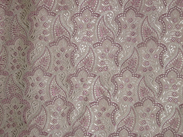 SILK BROCADE FABRIC Pink &amp; Light Gold 44" wide BRO140[2]