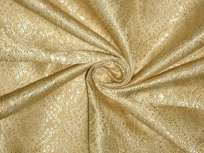 Silk Brocade Fabric Light Gold &amp; Cream 44" wide BRO140[5]