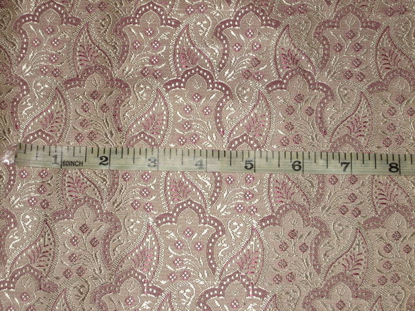 SILK BROCADE FABRIC Pink &amp; Light Gold 44" wide BRO140[2]