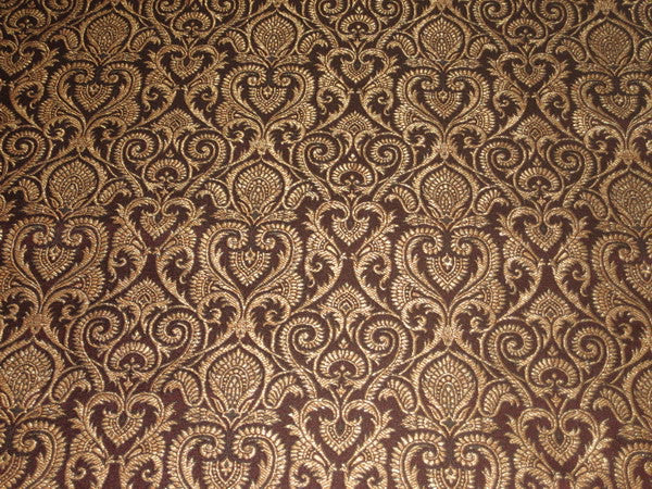 Silk Brocade Fabric Metallic Gold,Wine &amp; Jet Black 44" wide BRO141[5]
