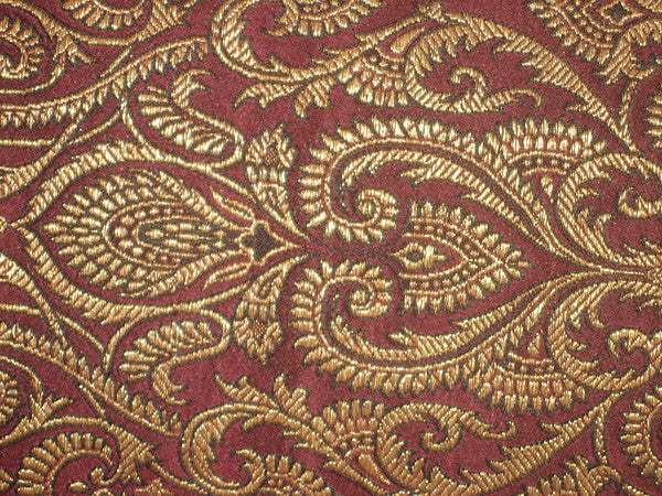 Silk Brocade Fabric Metallic Gold,Wine &amp; Jet Black 44" wide BRO141[5]