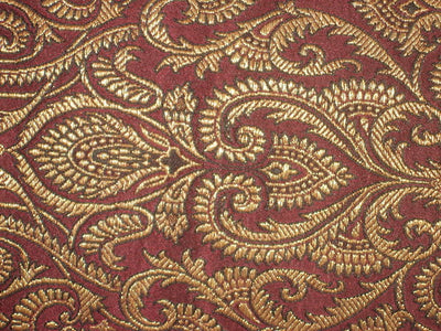 Silk Brocade Fabric Metallic Gold,Wine &amp; Jet Black 44" wide BRO141[5]