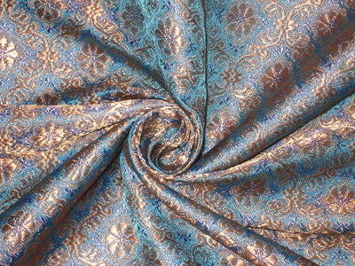 Silk Brocade Fabric Metallic Gold,Lavender &amp; Blue 44" wide BRO142[5]