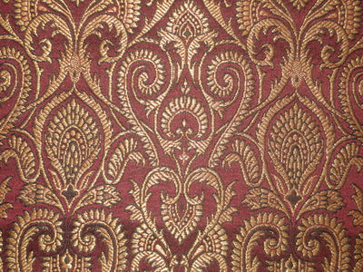 Silk Brocade Fabric Metallic Gold,Wine &amp; Jet Black 44" wide BRO141[5]
