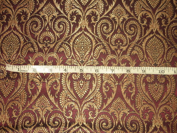 Silk Brocade Fabric Metallic Gold,Wine &amp; Jet Black 44" wide BRO141[5]