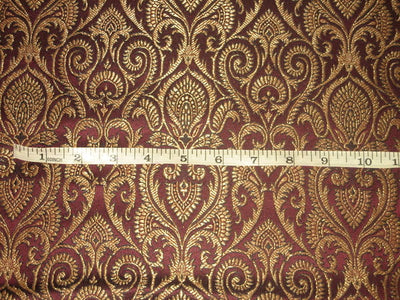 Silk Brocade Fabric Metallic Gold,Wine &amp; Jet Black 44" wide BRO141[5]