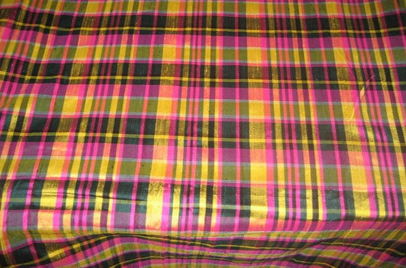 SILK Dupioni Multi Colour plaids Fabric