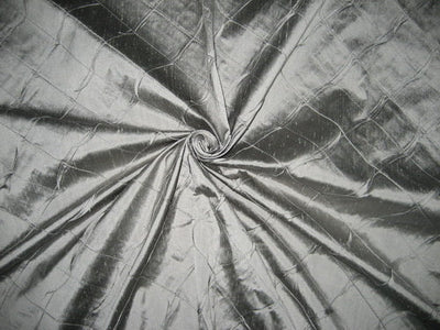 Silverish Grey silk dupioni fabric pintuck design