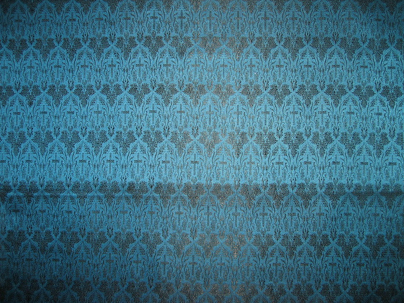 Silk Brocade Vestment Fabric Blue &amp; Black 44" wide BRO144[2]