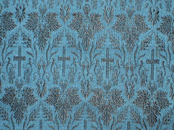 Silk Brocade Vestment Fabric Blue &amp; Black 44" wide BRO144[2]