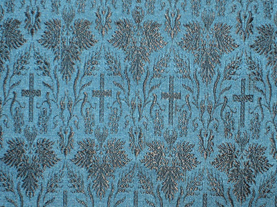 Silk Brocade Vestment Fabric Blue &amp; Black 44" wide BRO144[2]