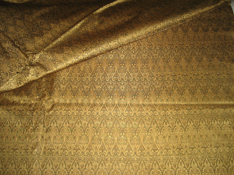 Silk Brocade Fabric Gold &amp; Black Victorian 44" wide BRO144[5]