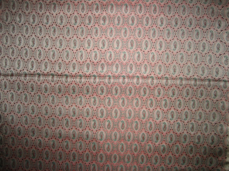 Silk Brocade Fabric Nude,Green & Red 44" wide BRO145[2]