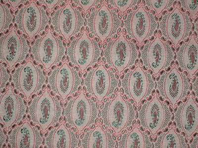Silk Brocade Fabric Nude,Green & Red 44" wide BRO145[2]