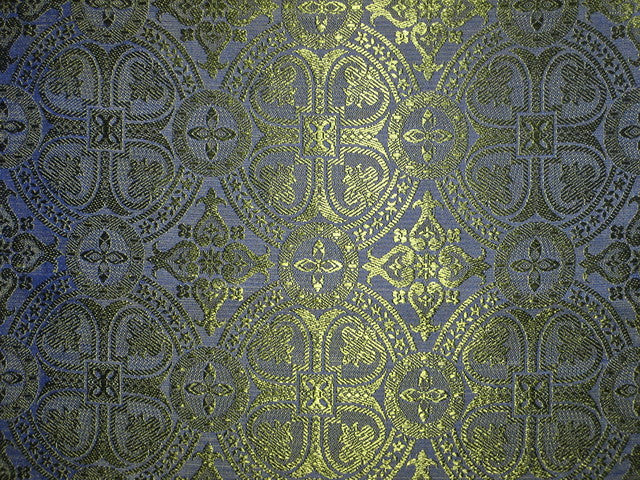 Silk Brocade Vestment Fabric Blue &amp; Green 44" wide BRO144[1]